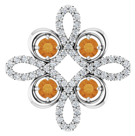 Clover Citrine & Diamond Pendant