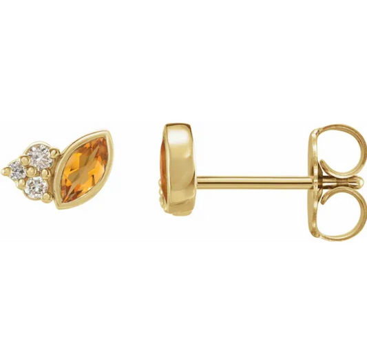 Clematis Citrine & Diamond Earrings