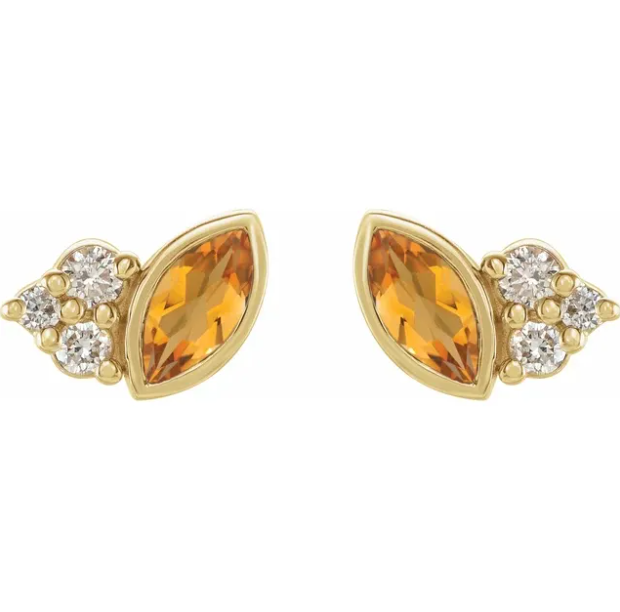 Clematis Citrine & Diamond Earrings