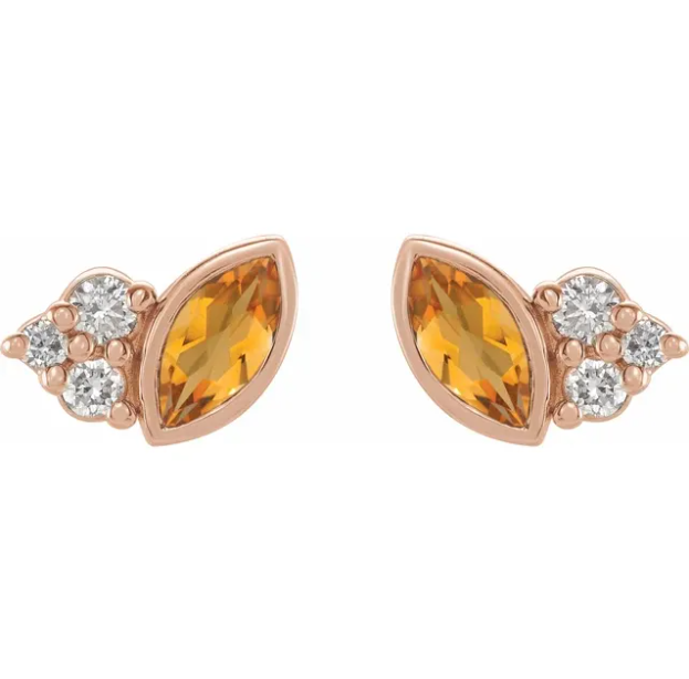 Clematis Citrine & Diamond Earrings
