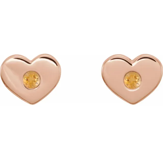 Tulip Citrine Heart Earrings