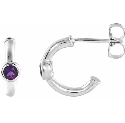 Poppy Amethyst J Hoop Earrings