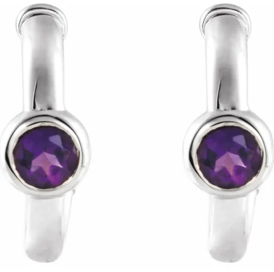 Poppy Amethyst J Hoop Earrings