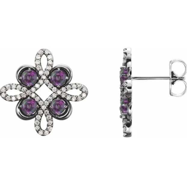 Clover Amethyst & Diamond Earrings