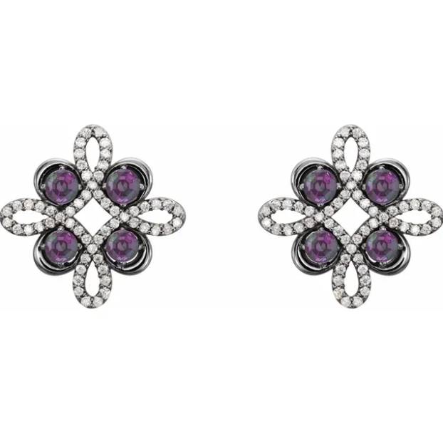 Clover Amethyst & Diamond Earrings