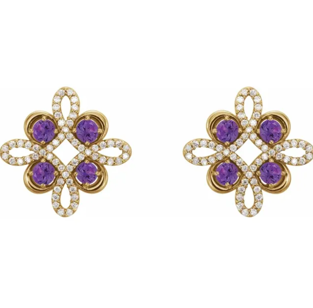 Clover Amethyst & Diamond Earrings