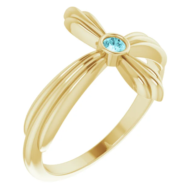 Daffodil Blue Zircon Sideways Cross Ring