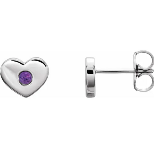 Tulip Amethyst Heart Earrings