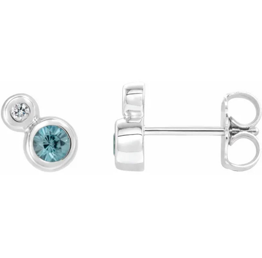 Poppy Blue Zircon & Diamond Earrings