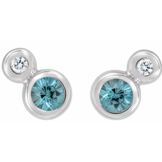 Poppy Blue Zircon & Diamond Earrings