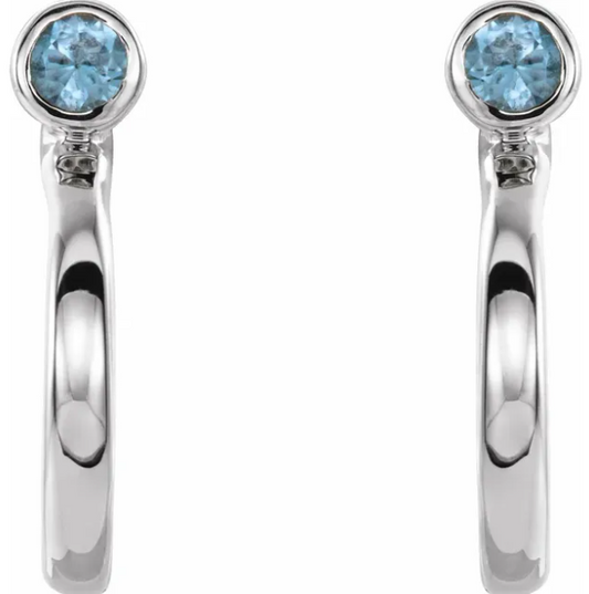 Poppy Blue Zircon J Hoop Earrings