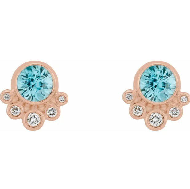 Poppy Blue Zircon & Diamond Earrings