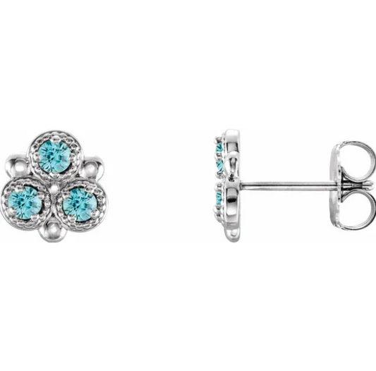 Clover Blue Zircon Earrings