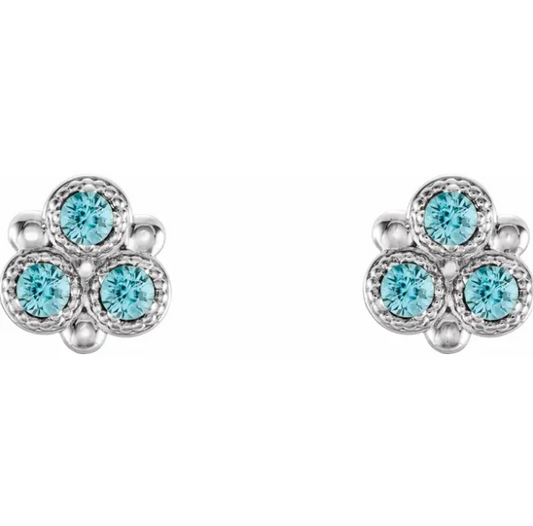 Clover Blue Zircon Earrings