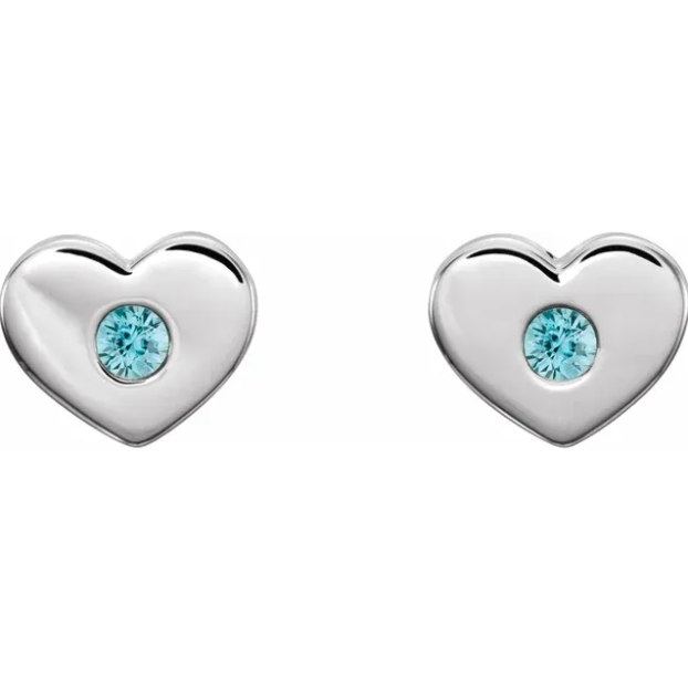 Tulip Blue Zircon Heart Earrings