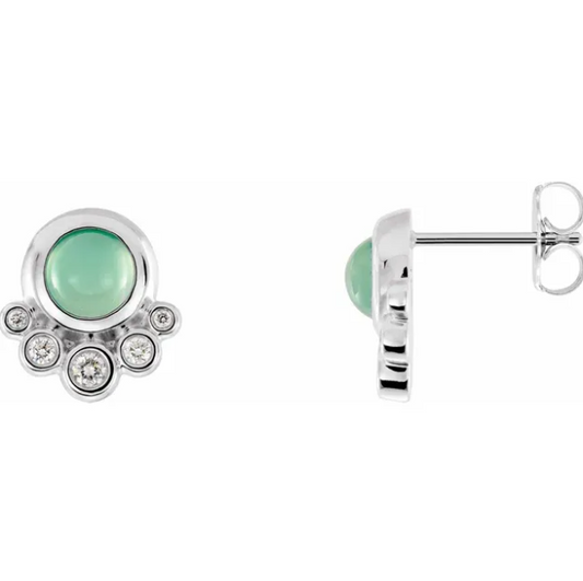 Poppy Chrysoprase & Diamond Earrings