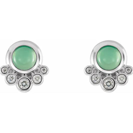 Poppy Chrysoprase & Diamond Earrings