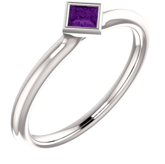 Dahlia Amethyst Square Bezel Stackable Ring