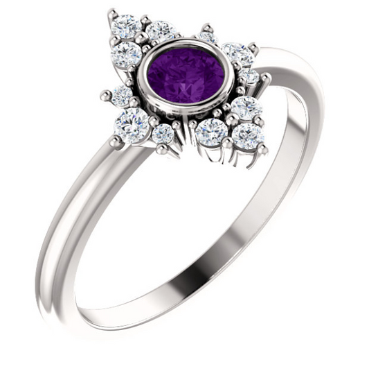 Poppy Amethyst and Diamond Ring