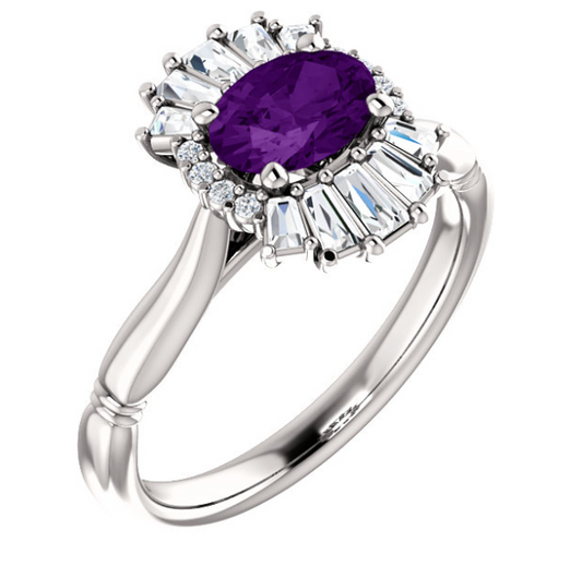 Amethyst and Diamond Ring