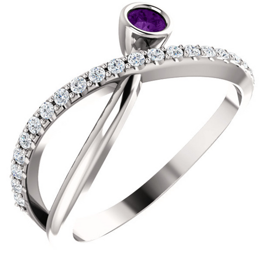 Poppy Amethyst and Diamond By Pass Ring