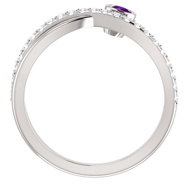 Poppy Amethyst and Diamond By Pass Ring
