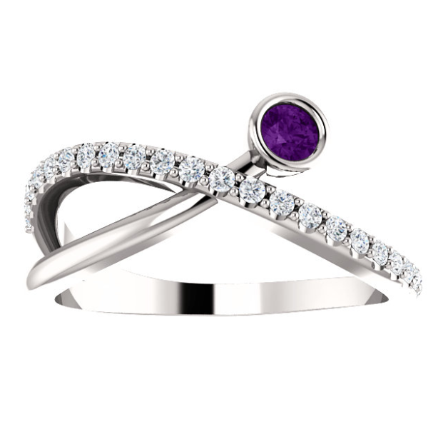 Poppy Amethyst and Diamond By Pass Ring