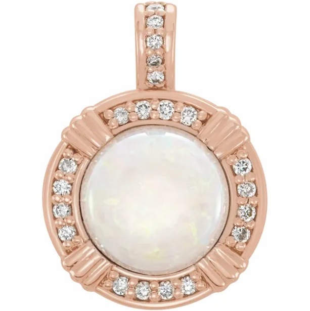 Lotus Opal & Diamond Pendant