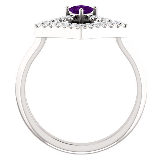 Dahlia Square Amethyst and Diamond Ring