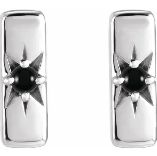 Aster Onyx Starburst Bar Earrings