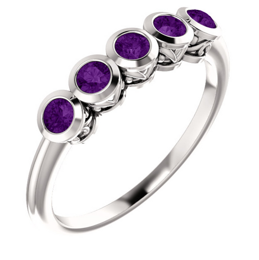 Poppy Amethyst Five Stone Ring