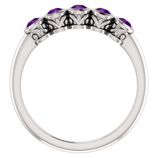 Poppy Amethyst Five Stone Ring