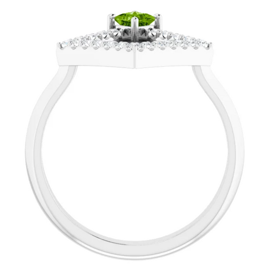 Dahlia Square Peridot and Diamond Ring