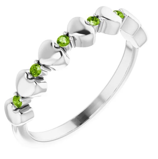 Peony Peridot Heart Stackable Ring