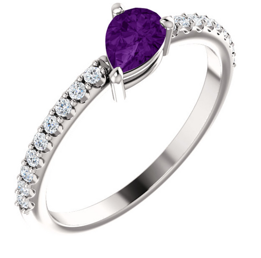 Lilac Amethyst and Diamond Ring