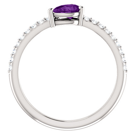 Lilac Amethyst and Diamond Ring