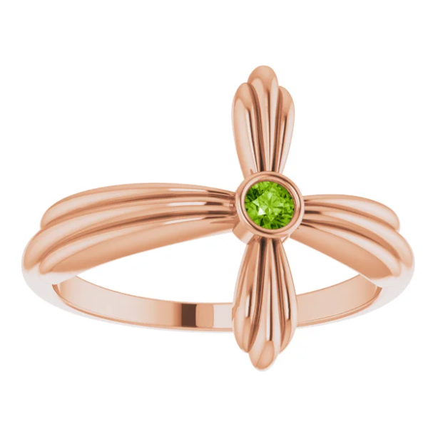 Daffodil Peridot Sideways Cross Ring