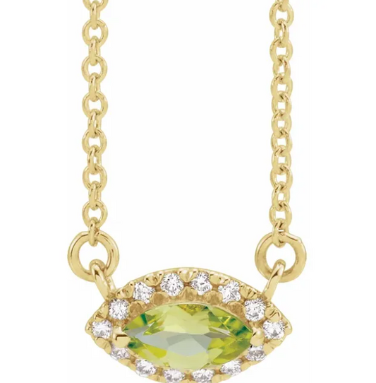 Clematis Marquise Peridot & Diamond Necklace