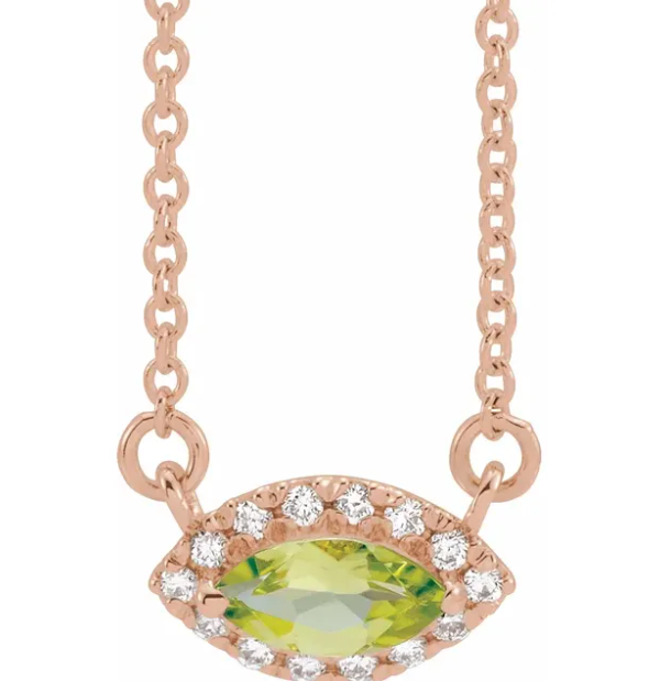 Clematis Marquise Peridot & Diamond Necklace