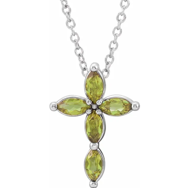 Daffodil Peridot Cross Necklace