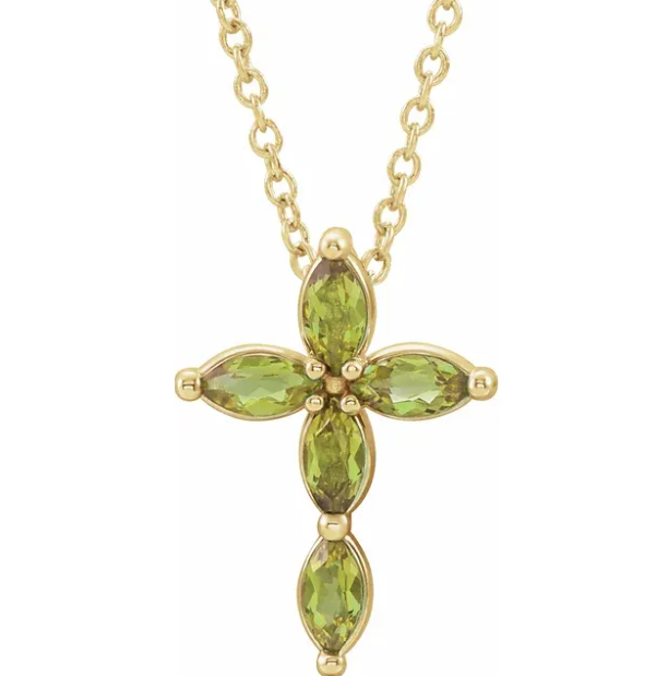 Daffodil Peridot Cross Necklace