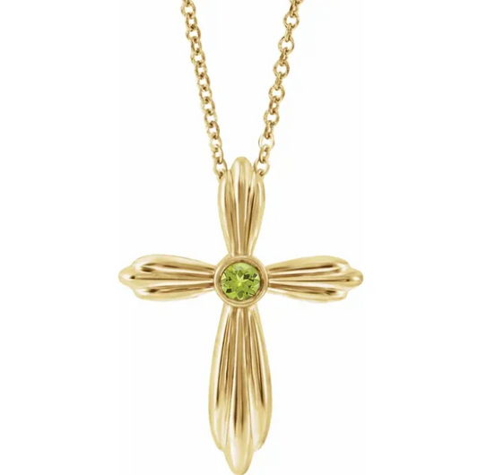 Daffodil Peridot Cross Necklace
