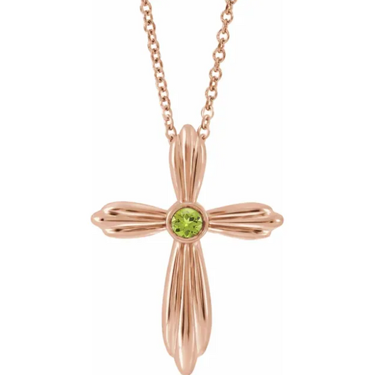 Daffodil Peridot Cross Necklace