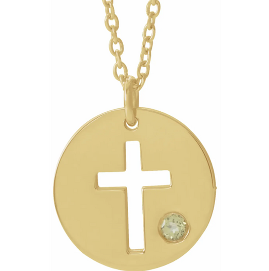 Daffodil Peridot Cross Disc Necklace