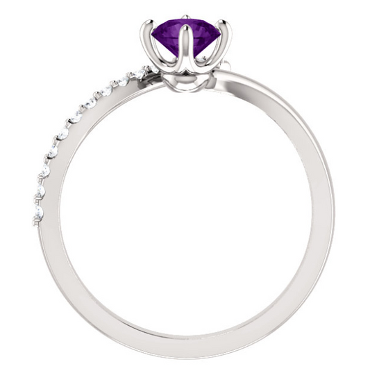 Passionflower Amethyst and Diamond By Pass Ring