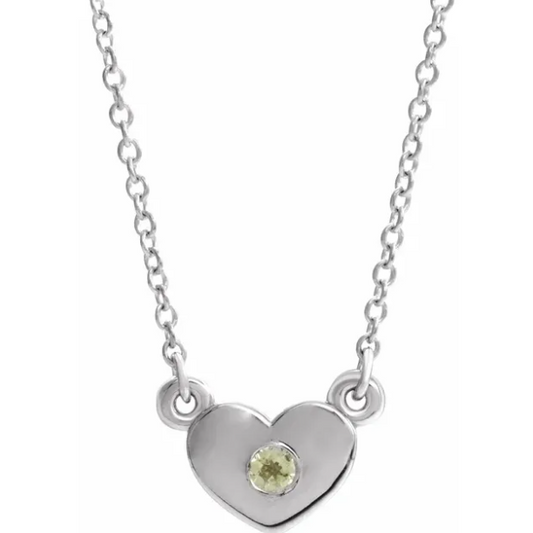 Tulip Peridot Heart Necklace
