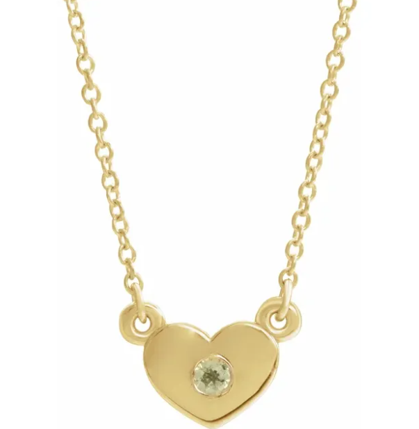 Tulip Peridot Heart Necklace