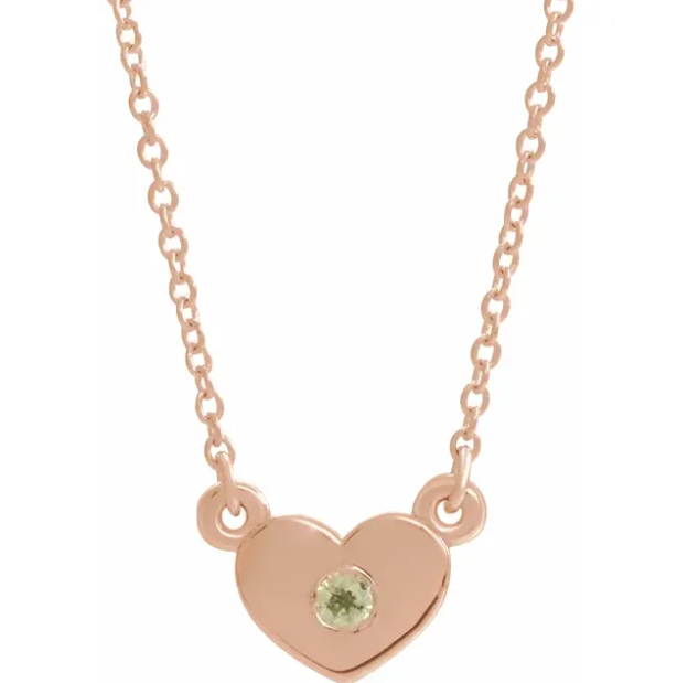 Tulip Peridot Heart Necklace