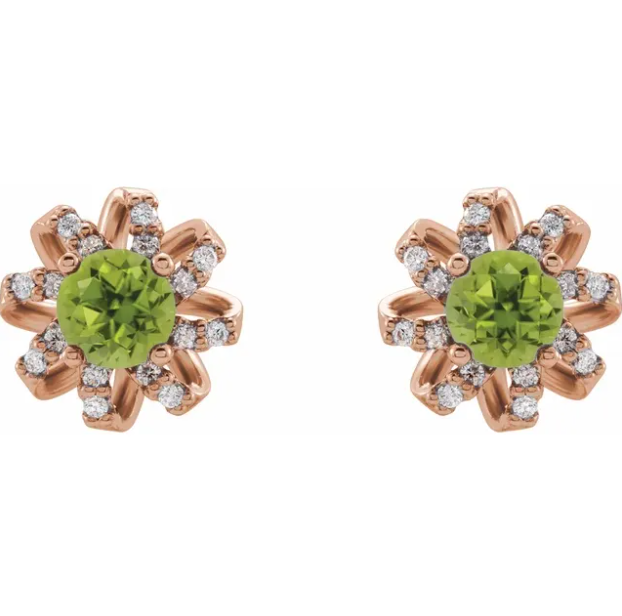 Passionflower Peridot & Diamond Earrings