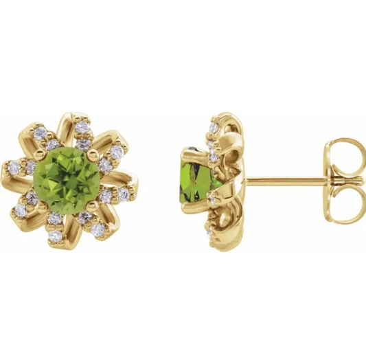 Passionflower Peridot & Diamond Earrings